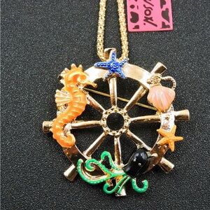 Betsey Johnson Nautical Octopus Starfish Rudder‎ Pendant/Necklace/Brooch NWT